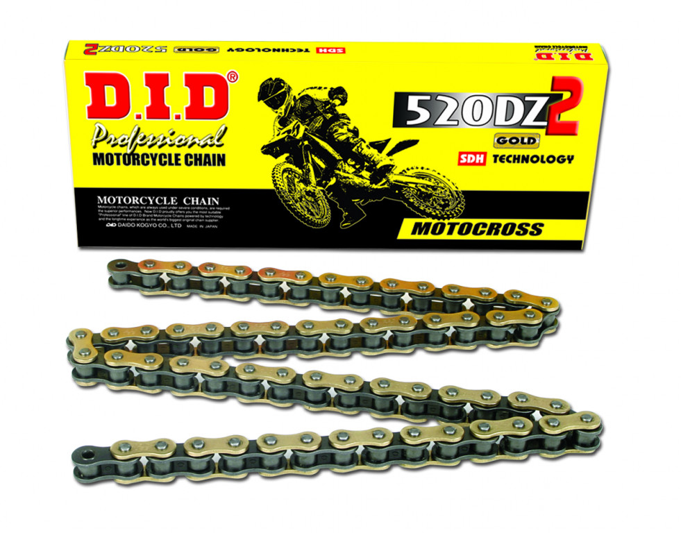 Motokrosový závodní řetěz D.I.D Chain 520DZ2 SDH 1920 článků Zlatá/Černá